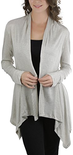 Image of ToBeInStyle Womens Open Front Long Sleeve Lightweight Asymmetrical Draped Cardigan with Side Pockets