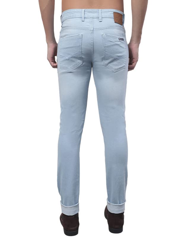 Image of Cantabil Men Blue Cotton Regular Fit Casual Jeans (P MDNM00331 LIGHTMERCERISED)