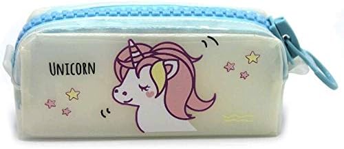 Madhav Cute Unicorn Printed Transparent Pencil Pouch/Pencil Case/Pencil Bag/Pencil Box School Office/Stationery Organizer (White)