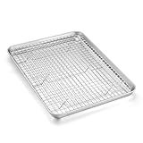 Baking Sheet with Wire Rack, Homikit 16' x 12' Stainless Steel Cookie Sheet Bacon Pan for Oven, Nonstick Jelly Roll Pan Baking Tray with Grid Cooling Rack Set for Cooking Roasting, Dishwasher Safe