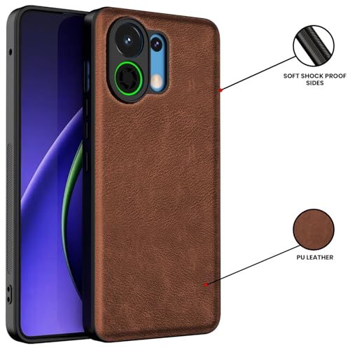 Image of Kapa Tux Leather Back Cover for Oppo K13 Turbo / K13 Turbo Pro | Slim Shockproof Camera Protection Bumper Case (Brown)