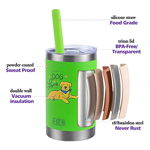 Bexbchh Kids Straw Cups With Lid - 12Oz Vacuum Stainless Steel Insulated Tumbler For Kids - Bpa Free Smoothie Drinking Cup With Leak Proof Lid - Spill Proof Sippy Cups With Straw(Golden Retriever) #TOP3
