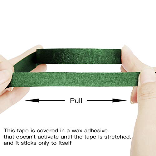 Coobbar Floral Tapes Bouquet Stem Wrap,15 Roll Flower Stem Wrap Tape Flower Adhesives Tape for Bouquet Stem Wrapping and Floral Crafts (1/2" Wide 30 Yard/Each Roll) (Green) - Thumbnail 6