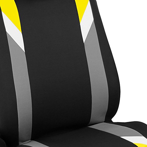 Fh Group Car Seat Covers Front Set Yellow Cloth - Seat Covers For Low Back Car Seats With Removable Headrest, Universal Fit, Automotive Seat Cover, Airbag Compatible Car Seat Cover For Suv, Sedan, Van #TOP2