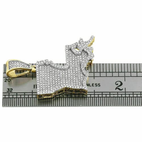 Dtjewels 2 Ct Round Cut Diamond Louisiana Pelican Map Charm Pendant 14K Yellow Gold Over Sterling Silver #TOP2