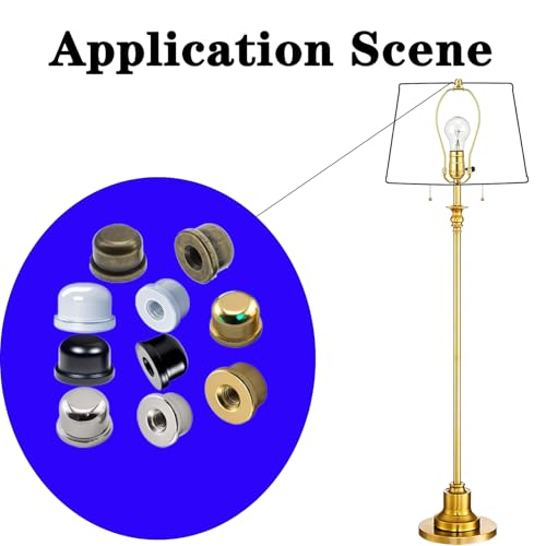 Image of Metal Lamp Finials, 1 /4-27 Thread, 1 /2 Inch Lamp Shade Nuts for Harp Tops | 10 Mixed-Finish Brass Finials with 1 /4-27 Female Threads For Compatible Table, Floor, Desk And Bedside Lamp Harps