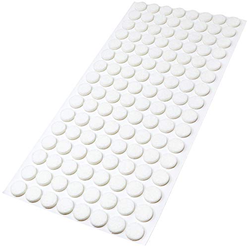 Adsamm® / 128 x deslizantes de Fieltro autoadhesivos/Blanco/ø 12 mm/Redondo/Deslizantes de Fieltro para Muebles de 3,5 mm de Grosor/Deslizantes para Muebles y Suelos