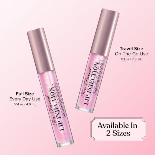 Too Faced Lip Injection Maximum Plump Extra Strength Lip Plumper Gloss | Hydrating + Plumping, Travel Size, 0.1 Fl Oz, Original