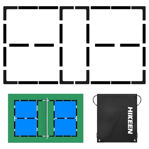 Hikeen Court Lines Marker Kit Black Anti-Slip and Wind-Resistant Throw Down Markers 28pcs Pickleball Net Court for Outdoor Indoor Court