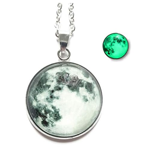 YouOne Colgante Mujer Luna Collares Piedra Fluorescente Brilla Moon Necklace bisuteria Cadena Regalo Madre Novia niña Amistad (Grey)