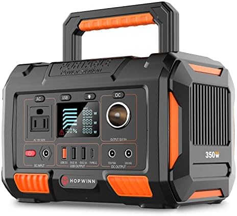 HOPWINN Portable Power Station Apollo-P 300, 288Wh Backup Lithium Battery, 300W/110V Pure Sine Wave AC Outlet, with DC/USB/Type-C/Car Port/Flashlight, Solar Generator for Outdoor Camping Home Blackout