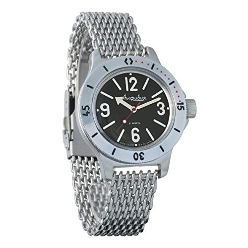 Vostok Amphibian 120 Scuba Dude Diver Automatic Self-Winding Russian Military Wristwatch (120913: mesh)