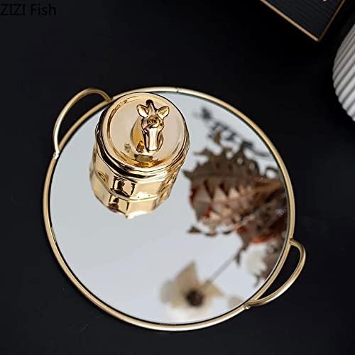 FMURY Brass Handle Storage Tray Soft Glass Storage Tray Gourmet Photo Tray Living Room Decoration Crafts Gifts Home Decoration image 5
