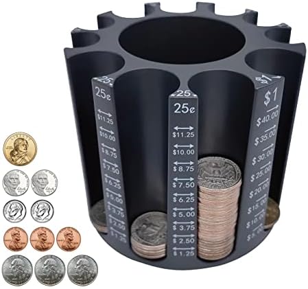 Byteen8 Coin Counter Coin Sorter｜Pen Holder + Coin Holder as Desk Organizer｜Piggy Bank for Adults & Kids + Pencil Holder for Desk｜Coin Wrappers Coin Bank Store 500pcs｜Creative Gifts for Kids & Family