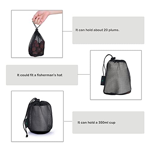 iBasingo Zwarte Mesh Tas Nylon Zak Duurzaam Trekkoord Nettas Kleine Reizen Stuff Sack Mesh Opslag Ditty Bag voor… - Image 4