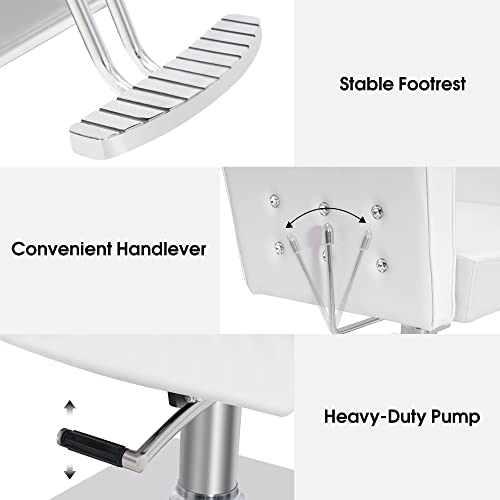 Barberpub Classic Recliner Barber Chair Antique Hair Spa Salon Styling Beauty Equipment 3123 (White) #TOP5