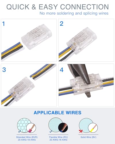 Connecteurs rapides basse tension 4 conducteurs auto-dénudants transparents