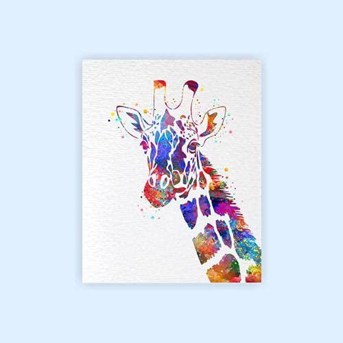 Dignovel Studios 8X10 Unframed Giraffe Watercolor Print Animal Wall Decor Children Boy Girl Kids Baby Room Nursery Interior Decor Bedroom Children's Art N421 #TOP1