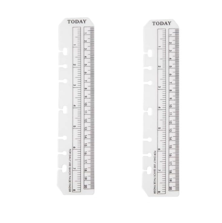 2Pcs Clear Plastic Page Marker Pouch Pagefinder Measuring Ruler for/Size 6-Hole Binder Notebook for Students, A5,Measuring Tools Set Bookmarks Book