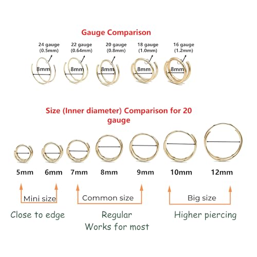 LUCKYJEWUS Double Nose Ring Hoop for Single Piercing, 14k Gold Filled or Sterling Silver Spiral Twist Nose Hoop for Women Men4