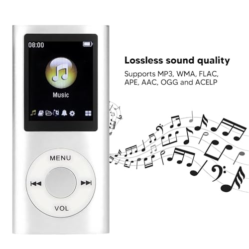 Image of Drumstone ( 𝟭+𝟭 𝗬𝗘𝗔𝗥 𝗪𝗔𝗥𝗥𝗔𝗡𝗧𝗬)Portable MP4 Music Player - 1.8-inch LCD Screen Lossless Audio Expandable Storage Back Clip Design Long Battery Bluetooth (Silver)- Memory Card Not Included