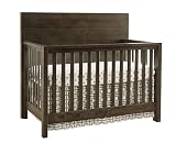 Pemberly Row Dovetail Contemporary Wood Convertible Crib, Graphite Gray Finish, Solid Hardwood, 4-in-1 Design with Adjustable Heights, Sturdy Nursery Furniture, Converts to Toddler, Day, or Full Bed