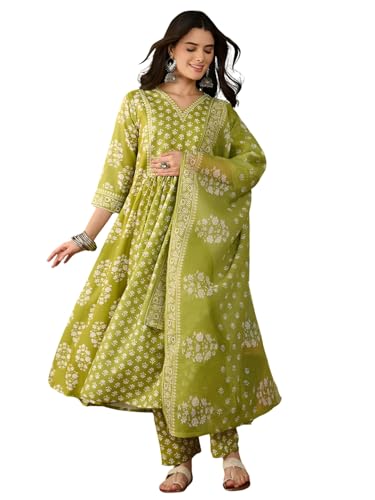 Kurta évasée en rayonne grande taille ajustée avec pantalon et col en V pour femme