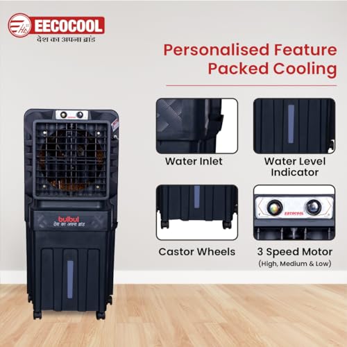 EECOCOOL Bulbul 70 L Desert Air Cooler for Home, Large Honeycomb Cooling Pad with Auto Swing Technology | Inverter Compatible, Powerful Airflow Cooler for...