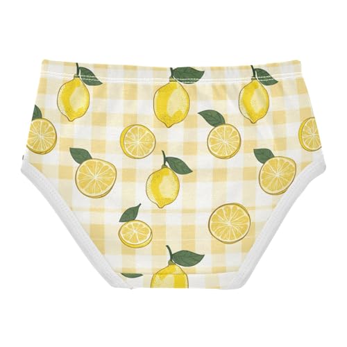 ZZKKO Lemon Yellow Buffalo Plaid Girls Underwear Toddler Panties for Girls Comfort Brief Size 2T-8Y2