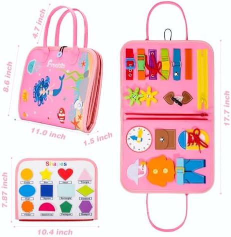 Freekite Busy Board for Toddlers, Montessori Sensory Activities, Early Development Toys, Preschool Educational Toys, Fine Motor Skills Toys and Gifts for Kids Aged 2, 3, 4, 5, 6 (Mermaid) 7 41NIMhPJWBL. AC