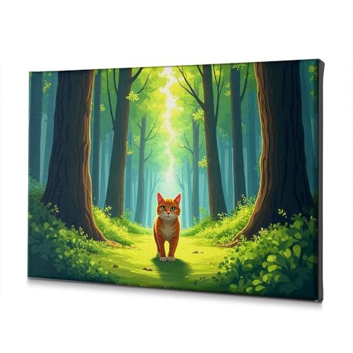 Tableau chat forêt 40x60 de qualité supérieure pour bain