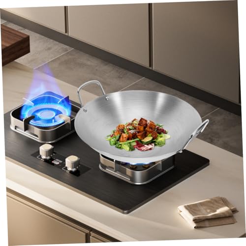 Wok de acero inoxidable con fondo redondo y doble asa miniatura 6