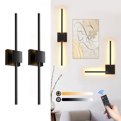 Battery Operated Wall Sconces Set of 2, 𝐔𝐩𝐠𝐫𝐚𝐝𝐞𝐝 8000mAh Rotatable Picture...