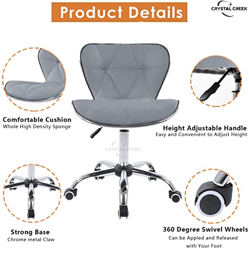Image of CRYSTAL CREEK Benny PU Leather High Counter Height Adjustable Barstool with Swivel Armless bar Chair Suitable for Dining Cafe Cafeteria Pub's Music Kitchen Shops Cooking Breakfast Barstool (Grey)
