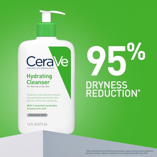 Image of CeraVe Hydrating Cleanser For Normal To Dry Skin (473ml) - Non-Foaming Face Wash with Hyaluronic Acid And Ceramides | Non-Comedogenic, Non-Irritating And Fragrance-Free Cleanser