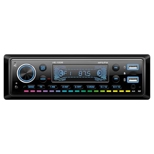 Radio de Coche 1 DIN con Bluetooth, Hodozzy Estéreo Coche de 1 DIN con Manos Libres Bluetooth 5.0 con 7 Luces de Colores, Compatible con 2 USB/TF/AUX/FM, Reproductor Multimedia MP3 con Control Remoto