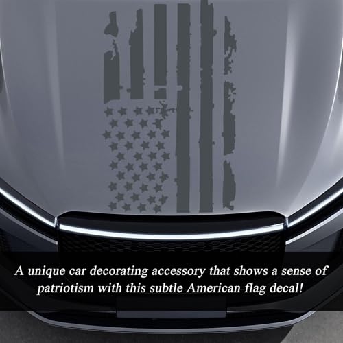 Image of Wevdn Distressed American Flag Sticker, 11.8 inch x 23.6 inch Waterproof Patriotic Old Glory Military Grunge Sticker, Universal Car Door Wall Window Windshield Decoration Sticker (Gray)