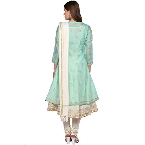 Image of BIBA Cotton Printed Straight Formal Kurta Inner With Churidar And Dupatta