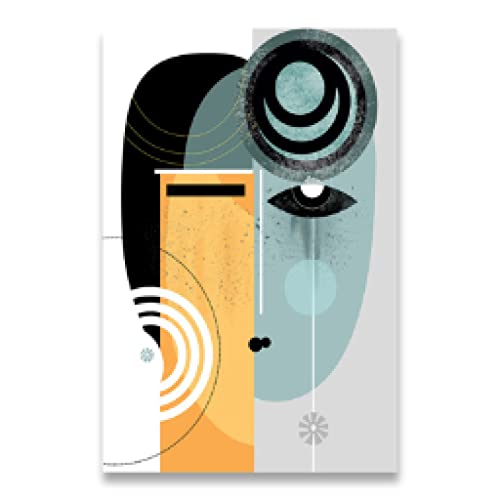 Peinture rétro classique aux lignes noires : affiche unique triptyque 60x90cm