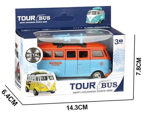 Image of Magicwand 1:36 Scale Die-Cast Metal Bus Van【Pack of 1】 with Openable Doors,Pull Back Action【Multi-Colored】