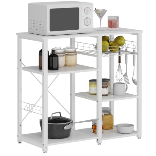 soges 3-Tier Kitchen Baker's Rack, Compact Microwave Stand Shelf, White
