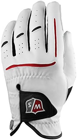 Wilson Staff Men's Golf Glove, Cabretta leather, Size: M, Left hand, MLH, White, Grip Plus, WGJA00910M