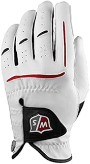 Wilson Staff Men's Golf Glove, Cabretta leather, Size: M, Left hand, MLH, White, Grip Plus, WGJA00910M