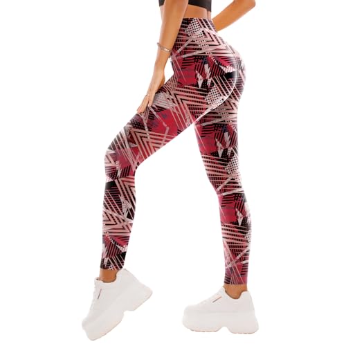 SINOPHANT High Waisted Leggings for Women - Full Length Capri Buttery Soft Yoga Pants for Workout Athletic(Full Geometric B,S-M)