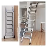 Bodentreppe, Speichertreppe, Dachbodenleiter, Feuerausstiegstreppe, mit Gummibasis, tragbarer Notausgang(9 Steps 270cm(106 inches))