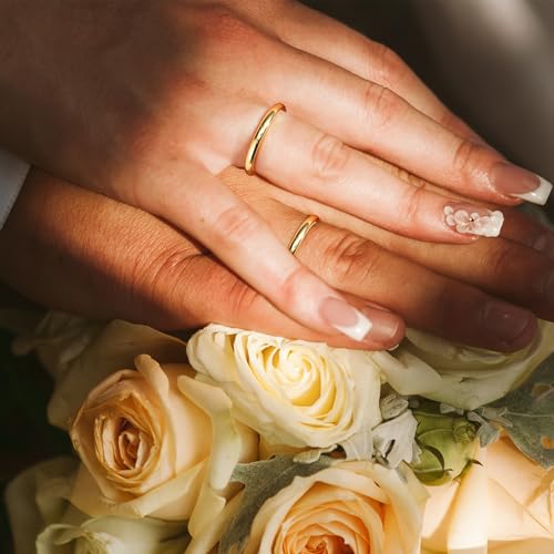 Image of King Will Men's Women's Tungsten Carbide Ring 24k Gold Plated Rose Gold Plated Domed Polished Finish Wedding Band