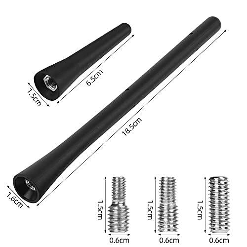 URAQT Antenna Auto, 2 pcs Autoantenne Kurzstabantenne Universell von 6,5cm & 18.5cm mit 6 Verbindungsschrauben Mini Autoradio Antenne von… – Ansicht 2