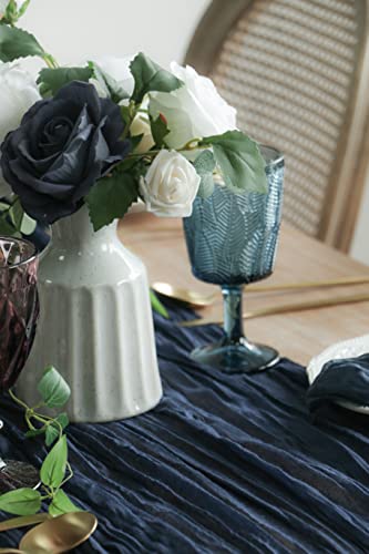 Uwilowe 13Ft Navy Blue Table Runner, Boho Gauze Cheese Cloth Table Runner Rustic Sheer Runner 160Inch Long For Wedding Bridal Baby Shower Birthday Party Cake Table Decorations #TOP6