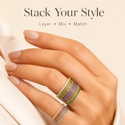 GlameVibe Birthstone Rings For Women, Silver Stackable Cubic Zirconia Stainless Steel Birth Stone Ring To My Daughter/Mom Birthday Unique Gifts Jewelry (12-Gold-December, 8) by GlameVibe - Used condition - Image 6