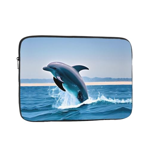Jumping Up Dolphins Laptop Sleeve Case 15 Inch Suitable For Notebook Computer Tablet Traveling Carrying Simple Case